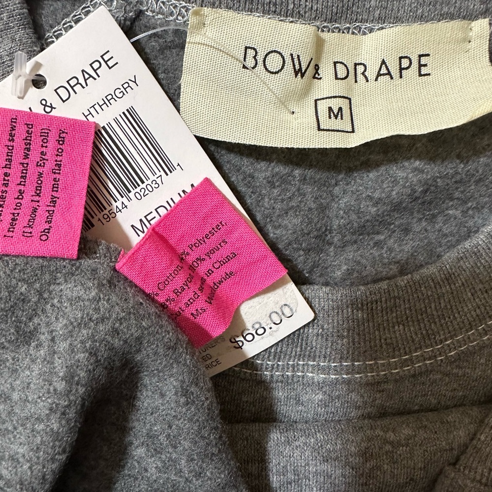 Bow & Drape Gray Crewneck Sweater CARBDASHIAN - Picture 3 of 5